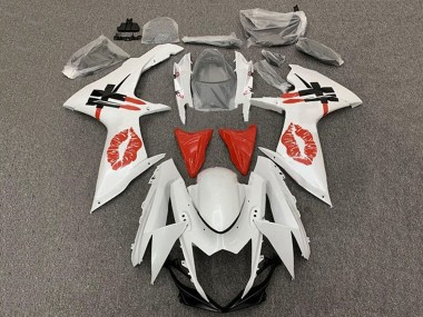 Shop 2011-2024 Suzuki GSXR 600 / GSXR 750 Motorcycle Fairings - White Red Lipstick Kiss Canada