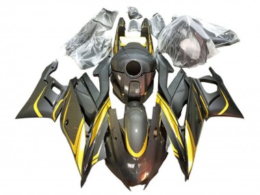 Shop 2022-2024 Yamaha YZF R3/R25 Motorcycle Fairings - Gold Black Carbon Fiber Style Canada