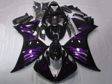 Shop 2009-2011 Yamaha YZF 1000 R1 Motorcycle Fairings - Glossy Black Purple Flame Canada