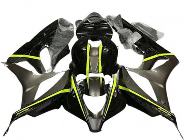 2007-2008 Honda CBR600RR Motorcycle Fairings - Glossy Black High Viz Yellow Canada