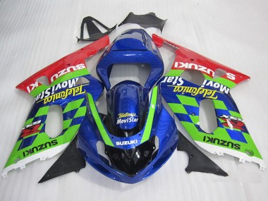 Shop 2001-2003 Suzuki GSXR 600 Motorcycle Fairings - Blue Green Red Telefonica MoviStar Canada