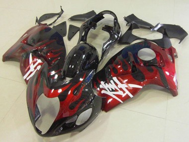 Shop 1996-2007 Suzuki GSXR 1300 Hayabusa Motorcycle Fairings - Glossy Black Red Flame Canada