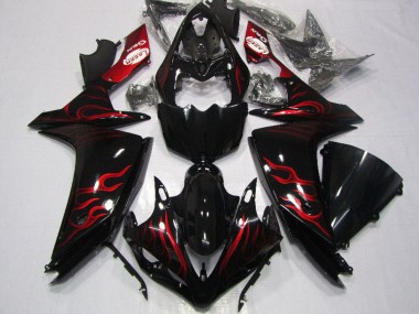 Shop 2007-2008 Yamaha YZF R1 Motorcycle Fairing - Glossy Black Red Flame Canada