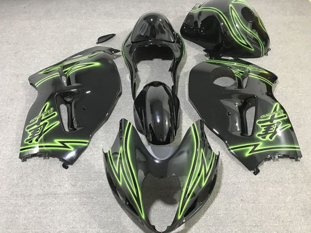1997-2007 Black & Green Lightning GSXR 1300 Hayabusa Fairings
