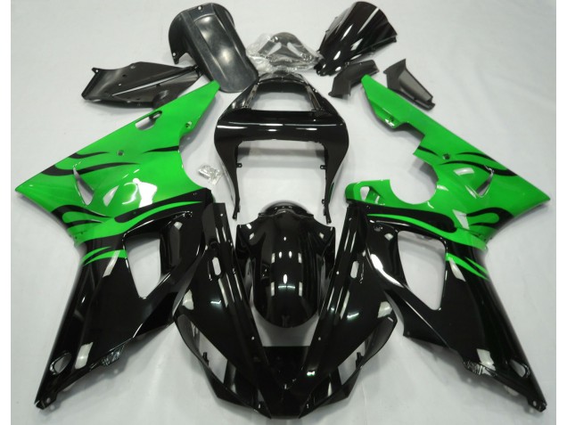 2000-2001 Black Flame & Green R1 Fairings 2000-2001 Black Flame & Green R1 Fairings