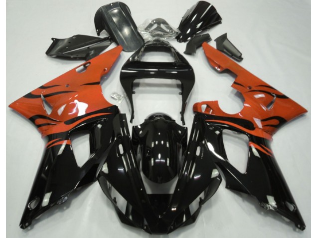 2000-2001 Black Flame & Orange R1 Fairings 2000-2001 Black Flame & Orange R1 Fairings