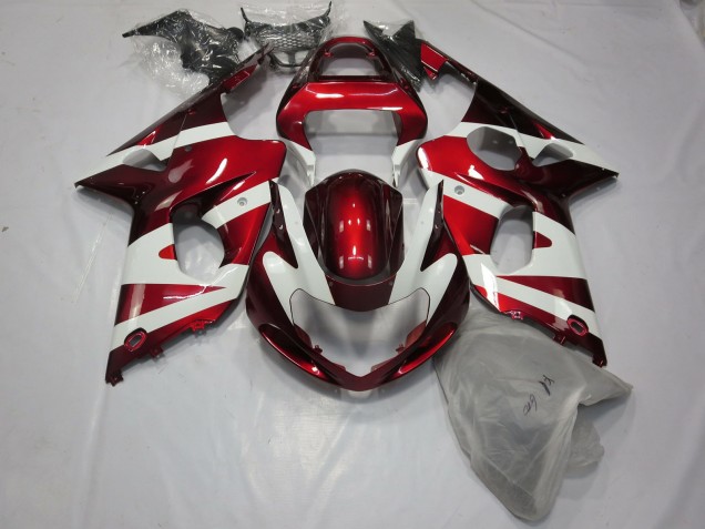 2000-2002 Deep Red and White GSXR 1000 Fairings 2000-2002 Deep Red and White GSXR 1000 Fairings