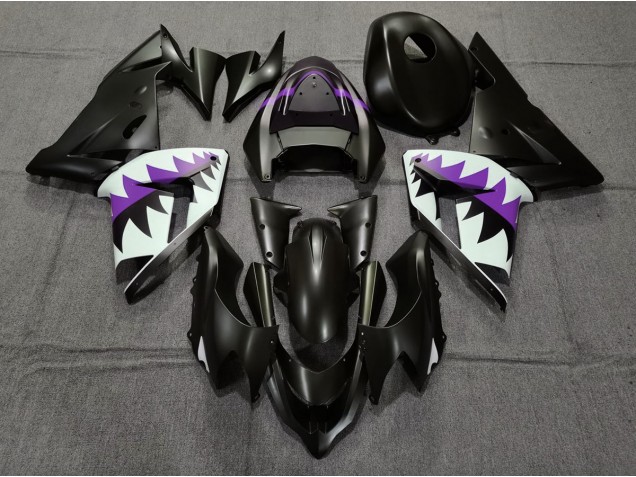 2004-2005 Matte Black and Purple Shark ZX10R Fairings 2004-2005 Matte Black and Purple Shark ZX10R Fairings