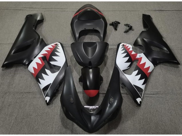 2005-2006 Matte Black Shark ZX6R Fairings 2005-2006 Matte Black Shark ZX6R Fairings