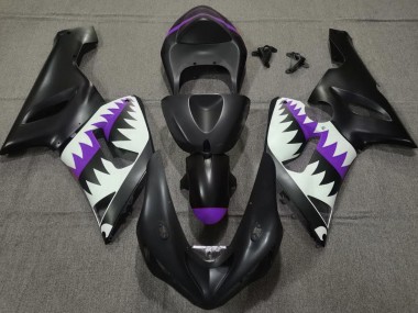 2005-2006 Matte Black and Purple Shark ZX6R Fairings