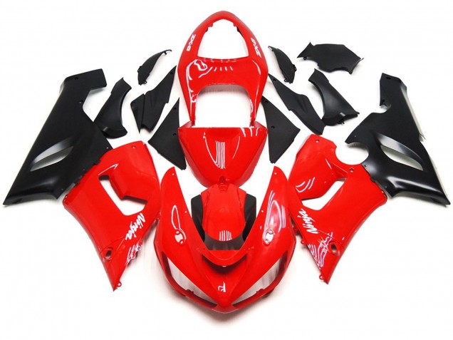 2005-2006 Plain Gloss Red White Decals ZX6R Fairings 2005-2006 Plain Gloss Red White Decals ZX6R Fairings