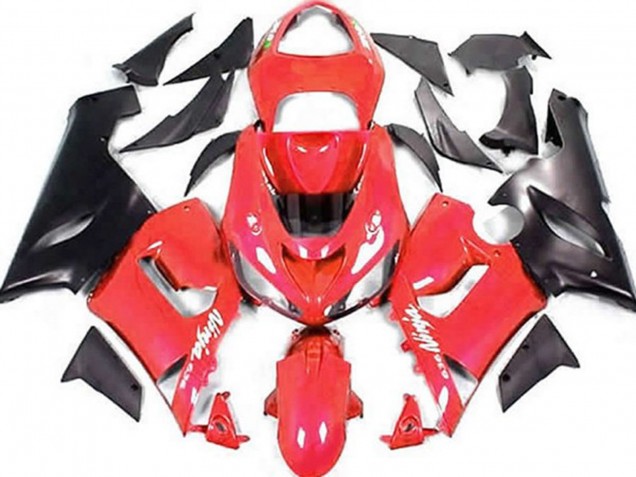 2005-2006 Red and Matte Black ZX6R Fairings 2005-2006 Red and Matte Black ZX6R Fairings