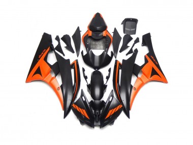 2006-2007 Custom Matte Black and Orange R6 Fairings