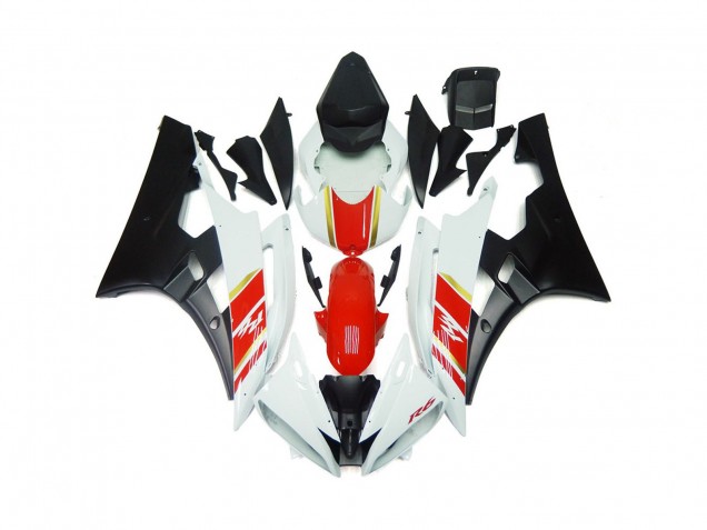 2006-2007 Custom Matte Black and Red with White R6 Fairings 2006-2007 Custom Matte Black and Red with White R6 Fairings
