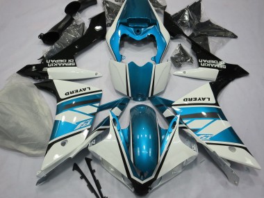 2007-2008 Gloss White and Light Blue R1 Fairings