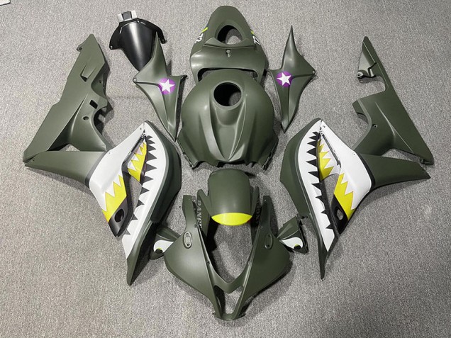 2007-2008 Matte Green & Yellow Shark CBR600RR Fairings