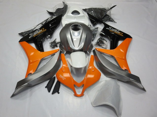 2007-2008 Silver White and Orange CBR600RR Fairings
