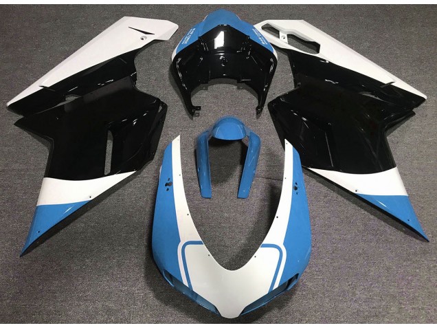 2007-2014 Gloss Light Blue White and Black Ducati 848 1098 1198 Fairings 2007-2014 Gloss Light Blue White and Black Ducati 848 1098 1198 Fairings