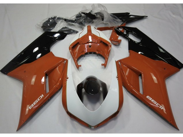2007-2014 Gloss Orange & White Ducati 848 1098 1198 Fairings 2007-2014 Gloss Orange & White Ducati 848 1098 1198 Fairings