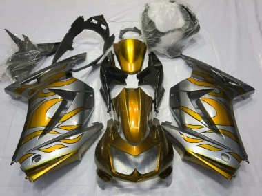 2008-2012 Gold and Silver Flame Ninja 250 Fairings