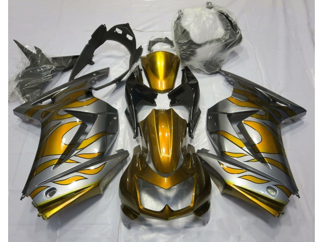 2008-2012 Gold and Silver Flame Ninja 250 Fairings