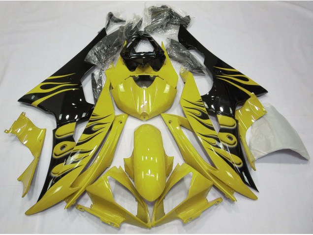 2008-2016 Yellow Flame Style R6 Fairings 2008-2016 Yellow Flame Style R6 Fairings