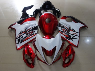 2008-2020 Gloss Red & White Design GSXR 1300 Hayabusa Fairings