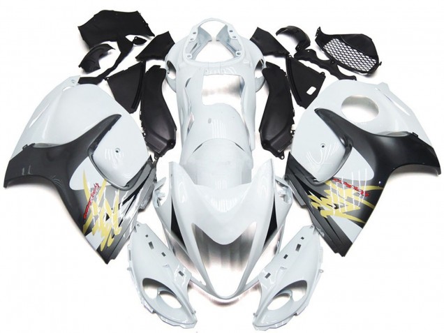 2008-2020 Gloss White with Silver Style GSXR 1300 Hayabusa Fairings 2008-2020 Gloss White with Silver Style GSXR 1300 Hayabusa Fairings