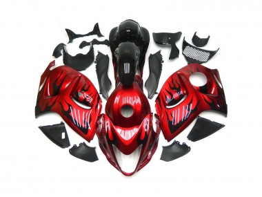 2008-2020 Vibrant Red with Black Flames GSXR 1300 Hayabusa Fairings