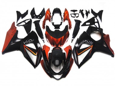 2009-2016 Custom Orange and Black with Silver inlay GSXR 1000 Fairings