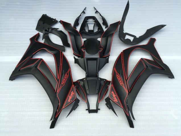 2011-2015 Matte Black and Red ZX10R Fairings