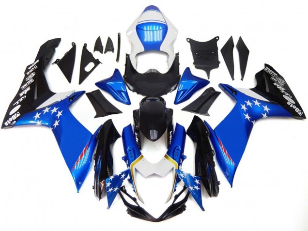 2011-2024 Blue Style With Red Stars GSXR 600-750 Fairings 2011-2024 Blue Style With Red Stars GSXR 600-750 Fairings