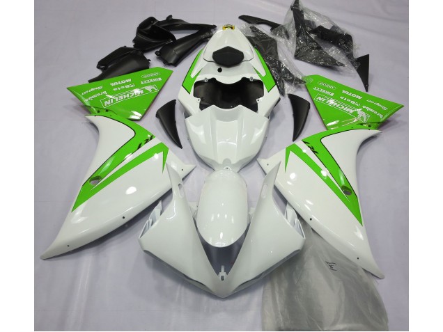 2012-2014 Gloss White and Green R1 Fairings