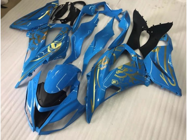 2016-2019 Gloss Blue with Gold ZX10R Fairings 2016-2019 Gloss Blue with Gold ZX10R Fairings