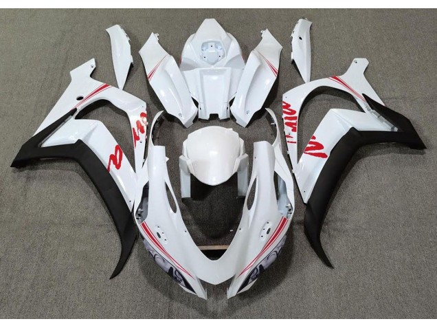 2016-2019 Pearl White & Red Logos ZX10R Fairings 2016-2019 Pearl White & Red Logos ZX10R Fairings