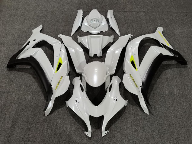 2016-2019 Pearl White & Yellow ZX10R Fairings 2016-2019 Pearl White & Yellow ZX10R Fairings