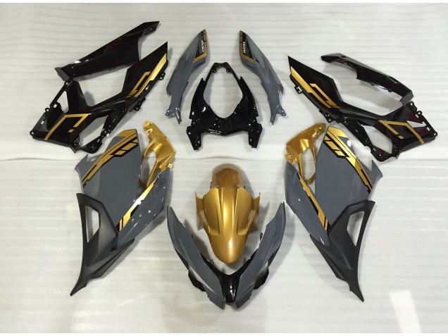 2018-2023 Nardo Grey and Gold Ninja 400 Fairings 2018-2023 Nardo Grey and Gold Ninja 400 Fairings