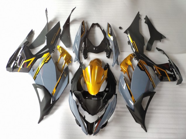 2018-2023 Nardo Grey & Gold Ninja 400 Fairings 2018-2023 Nardo Grey & Gold Ninja 400 Fairings